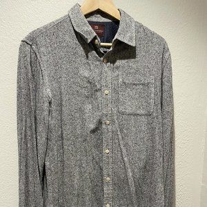 Scotch & Soda Men's Grey Melange Silk Shirt Medium